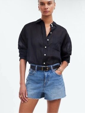 Madewell NEW The Relaxed Denim Shorts‎ in Kelton Wash: Raw-Hem Edition Size 33